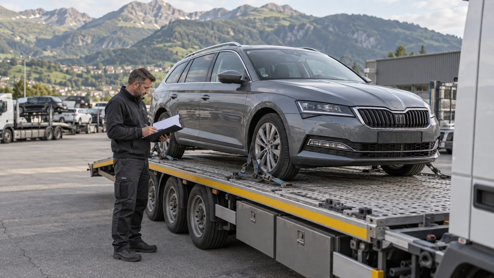 Auto usata su un mezzo di trasporto e verifica del fascicolo prima dell’esportazione dalla Svizzera.